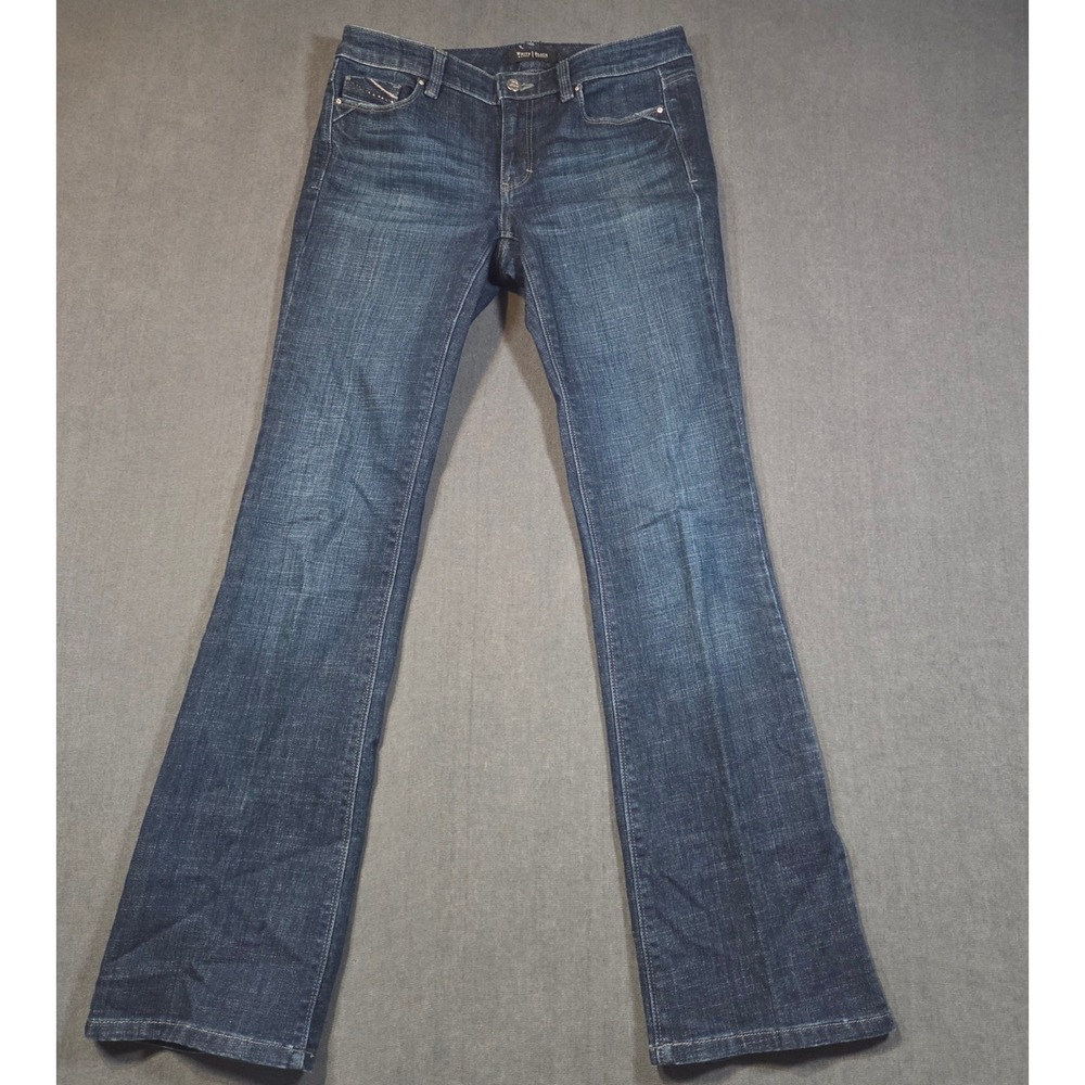 White House Black Market Jeans Womens 4R Dark Wash Blanc Boot Leg Embroidered